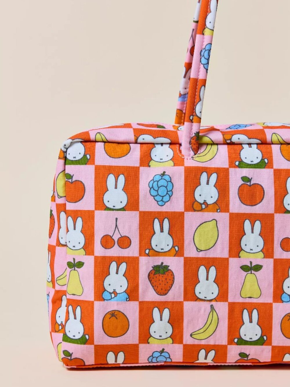 NWT Baggu Medium Nylon Bowler Bag - Checkered Fruit Miffy - Picture 4 of 4